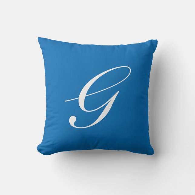 Letter G Blue Monogram Pillow (Front)