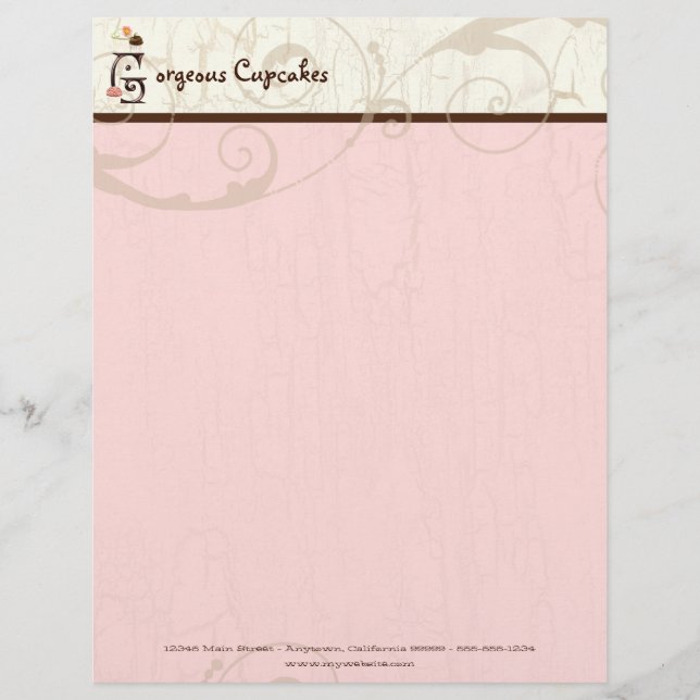 Letter G Cupcake Business Letterhead (Front)