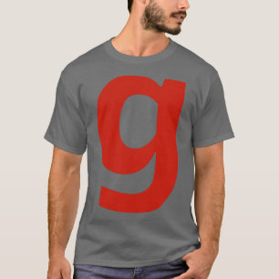 Letter g in Red Text Minimal Typography T-Shirt