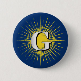 Letter G – masonic symbol 6 Cm Round Badge