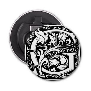 Letter G Mediaeval Monogram Art Nouveau Bottle Opener