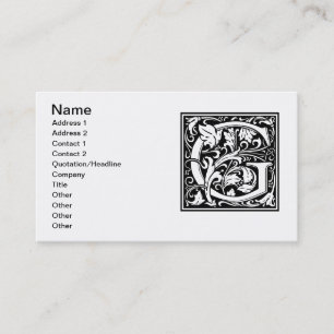 Letter G Mediaeval Monogram Art Nouveau Business Card