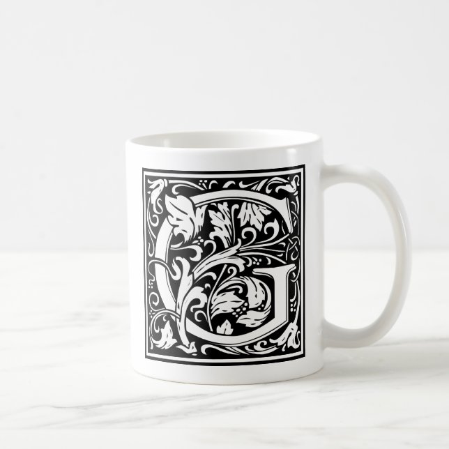 Letter G Mediaeval Monogram Art Nouveau Coffee Mug (Right)