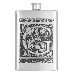 Letter G Mediaeval Monogram Art Nouveau Hip Flask