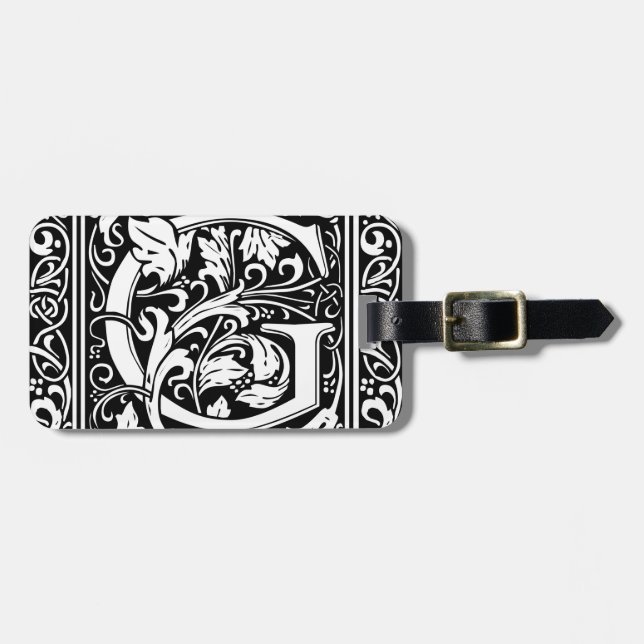 Letter G Mediaeval Monogram Art Nouveau Luggage Tag (Front Horizontal)