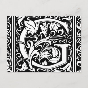 Letter G Mediaeval Monogram Art Nouveau Postcard