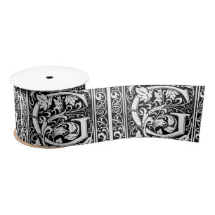 Letter G Mediaeval Monogram Art Nouveau Satin Ribbon