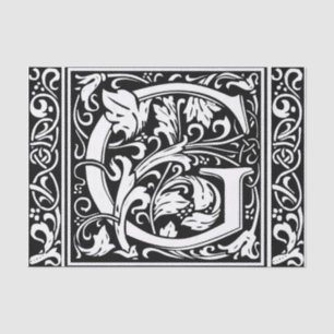 Letter G Mediaeval Monogram Art Nouveau Tissue Paper