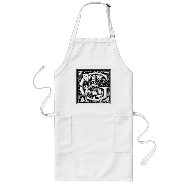 Letter G Medieval Monogram Art Nouveau Long Apron (Front)