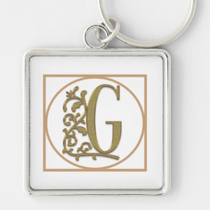 LETTER G MONOGRAM Beautiful Wedding New Home Gift Key Ring