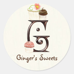 Letter G Monogram Cupcake Logo Business Stickers