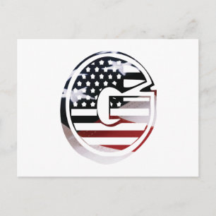Letter G Monogram Initial USA Postcard