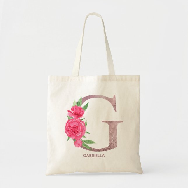 Letter G Personalised name monogram bridesmaid    Tote Bag (Front)