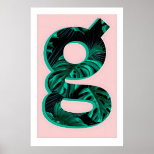 Letter G Print Monstera Plant Typography, A3A4
