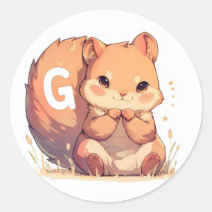 Letter G Squirrel  Classic Round Sticker