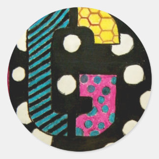 Letter G with Polka Dots Classic Round Sticker