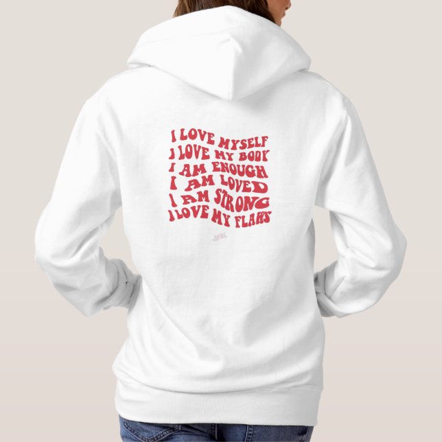 Letter Graphic Kangaroo Pocket Thermal Lined Draws Hoodie (Back)