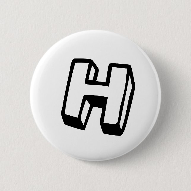 Letter H 6 Cm Round Badge (Front)