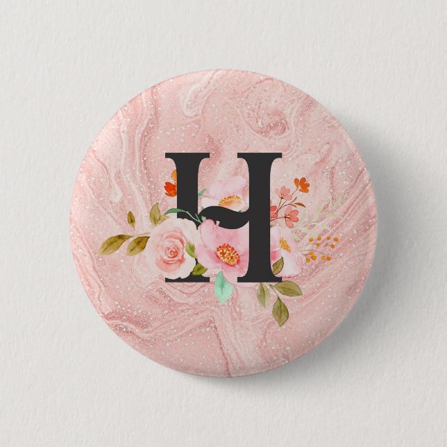 Letter H 6 Cm Round Badge (Front)
