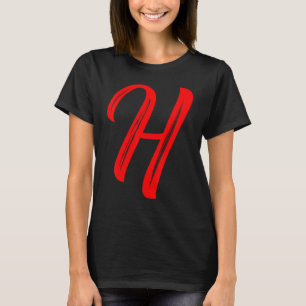 Letter H Alphabet Large Red Graphic Initial T-Shirt