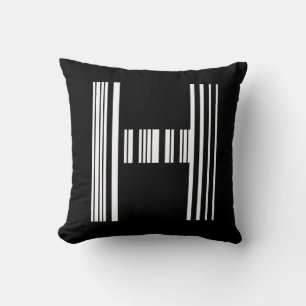 LETTER H BAR CODE First Initial Barcode Pattern Cushion