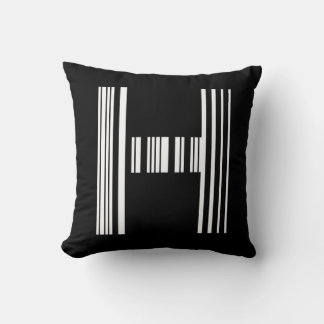 LETTER H BAR CODE First Initial Barcode Pattern Cushion