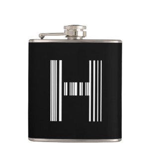 LETTER H BAR CODE First Initial Barcode Pattern Hip Flask