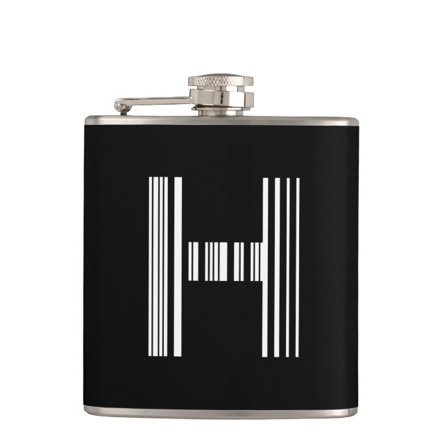 LETTER H BAR CODE First Initial Barcode Pattern Hip Flask (Front)
