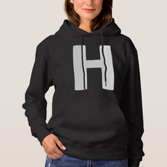 Letter H big and bold white Hoodie (Front)