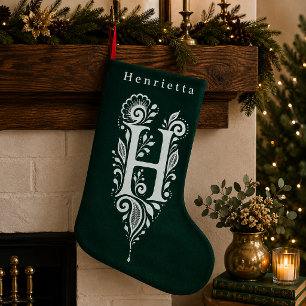 Letter H Botanical Monogram Personalised Stocking
