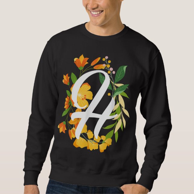 Letter H Capital Alphabet Flowers Monogram Initial Sweatshirt (Front)