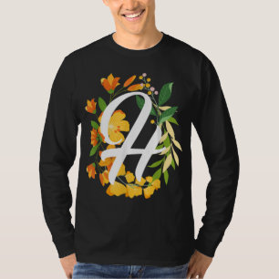 Letter H Capital Alphabet Flowers Monogram Initial T-Shirt