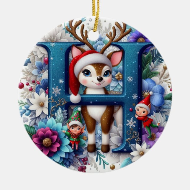 Letter h ceramic tree decoration (Front)