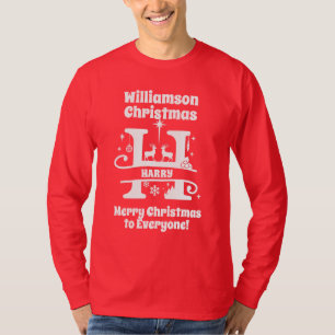 Letter H Christmas Monogram Initial Family Name T-Shirt