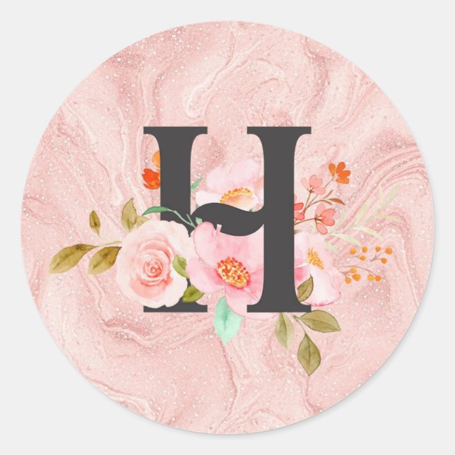 Letter H Classic Round Sticker (Front)