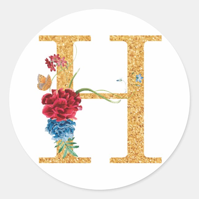 Letter h classic round sticker (Front)