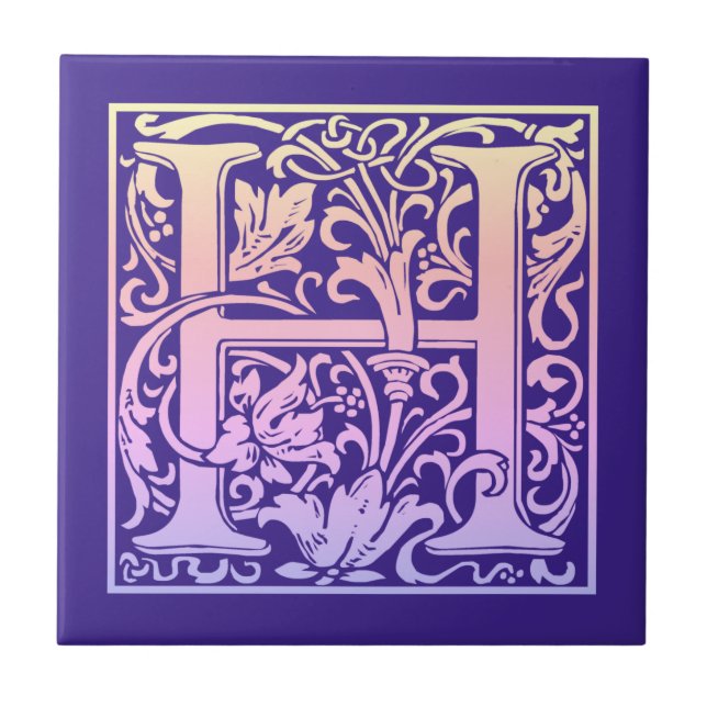 Letter H Colourful Vintage First Letter Gradient Tile (Front)