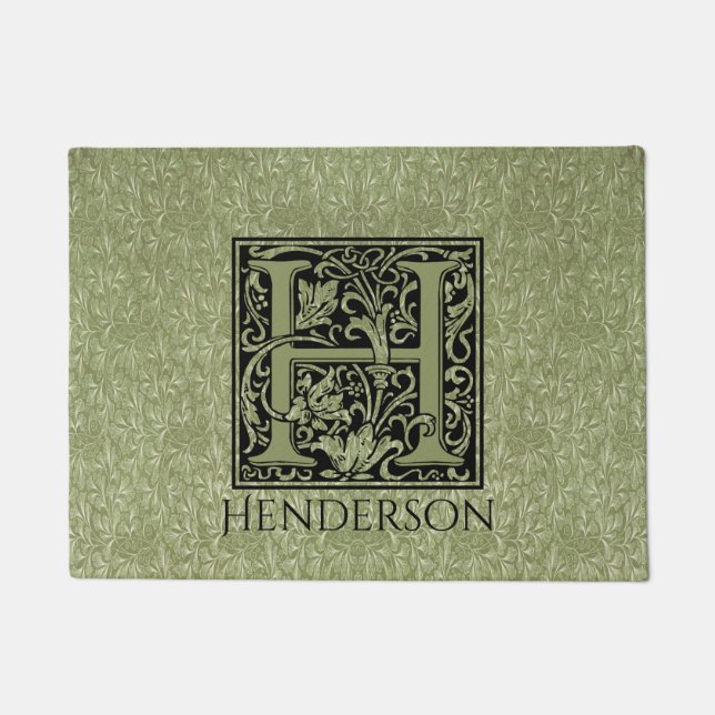 Letter H First Letter Monogram Personalised Doormat (Front)
