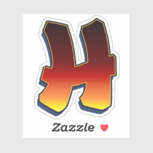 Letter H - flames Sticker