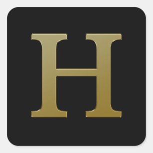 Letter H Gold Square Sticker