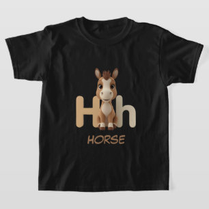 Letter H Horse Educational Kids T-Shirt Uppercas