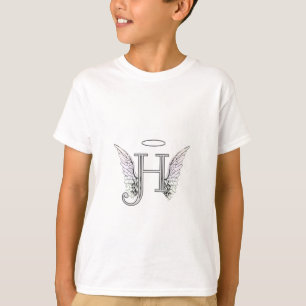 Letter H Initial Monogram with Angel Wings & Halo T-Shirt