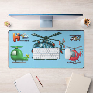 Letter H is for Helicopter Alphabet Cartoon Kids Desk Mat