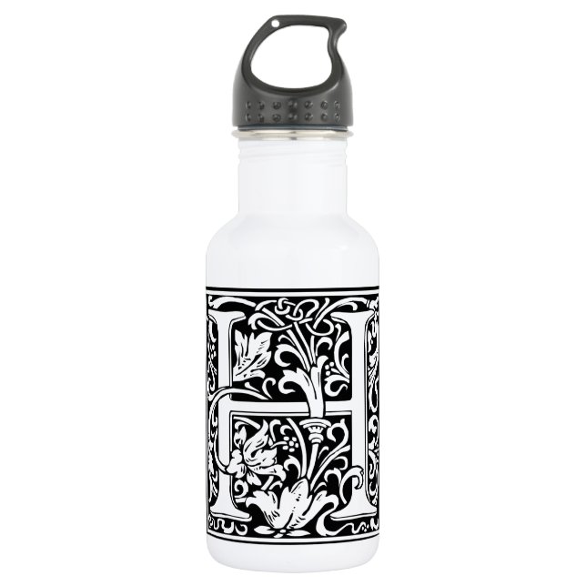 Letter H Mediaeval Monogram Art Nouveau 532 Ml Water Bottle (Front)