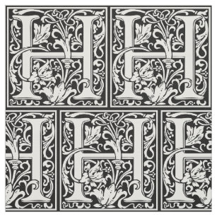 Letter H Mediaeval Monogram Art Nouveau Fabric