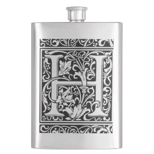 Letter H Mediaeval Monogram Art Nouveau Hip Flask