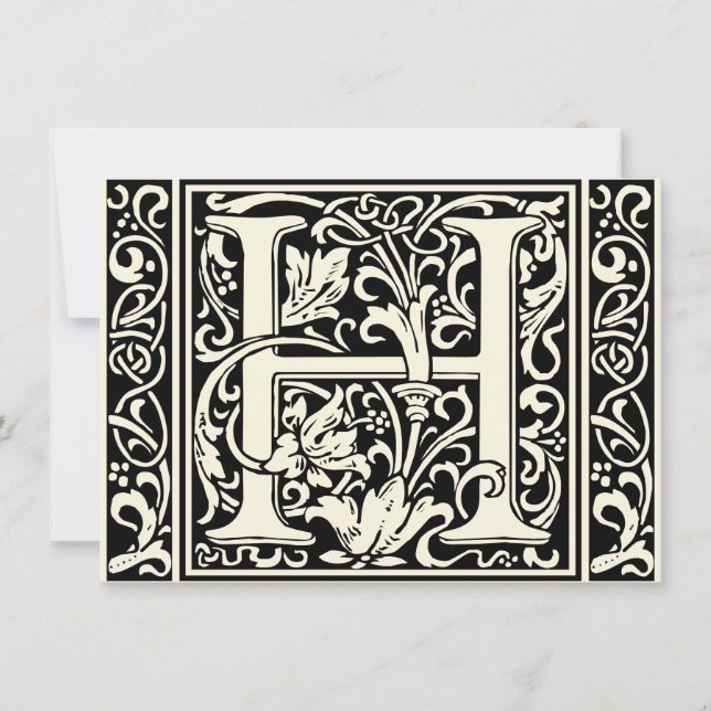Letter H Mediaeval Monogram Art Nouveau Invitation (Front)