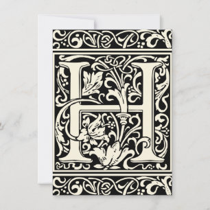 Letter H Mediaeval Monogram Art Nouveau Invitation
