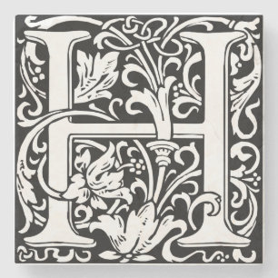 Letter H Mediaeval Monogram Art Nouveau Stone Coaster
