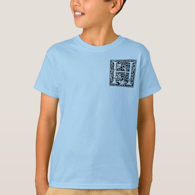 Letter H Mediaeval Monogram Art Nouveau T-Shirt (Front)